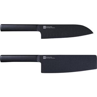 火候酷黑不粘钢刀两件套厨房家用刀具套装菜刀切片黑刀黑色厨师刀