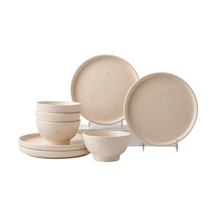 巷子尾〖泼墨8件套 超实用〗陶瓷碗盘子套装哑光饭碗圆盘组合装