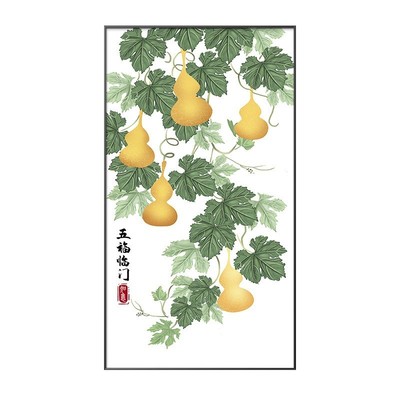 新中式装饰画玄关五福临门