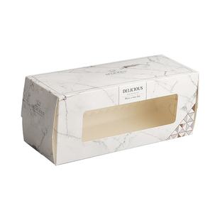 大理石纹蛋糕卷瑞士毛巾长条杯子蛋糕手提袋包装盒盒子一次性打包