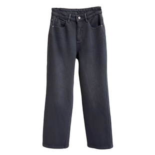 大厂出！冬季瘦腿神器！通勤加厚绒牛仔直筒裤女    M611067~JS