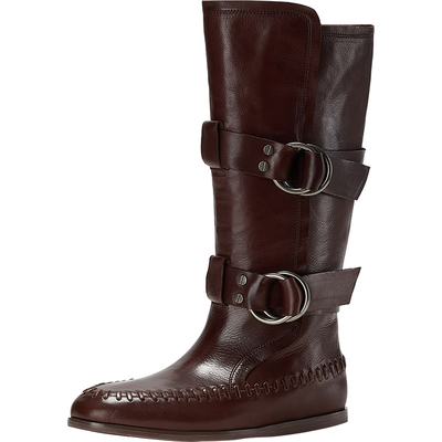 Rosa Bianca英伦风长筒靴女2025秋冬新款显瘦厚底高筒裤管骑士靴