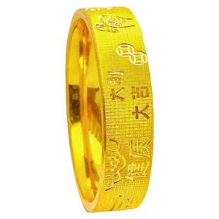 新款越南沙金吉言戒指简约久不掉色百搭福字素圈999黄金色戒指