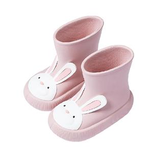 兔子女童加绒雨靴儿童雨天防水男童宝宝秋冬保暖防滑男孩女孩胶鞋