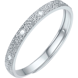 六桂福珠宝铂金超闪碎碎冰戒指男女款pt950情侣款新年礼物