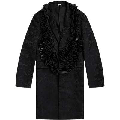 IT CDG COMME des GARÇONS HOMME PLUS男提花西装华丽木耳边装饰