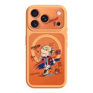 哈兰德适用苹果iPhone17Pro手机壳磁吸充电16promax新款C罗15内马尔18涂鸦创意13高级感12周边保护套男