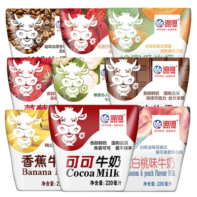 海河牛奶可可巧克力草莓椰子咖啡味220ml*10袋学生早餐奶风味奶