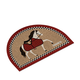 马格里特新年红色中古风半圆丝圈入户地垫防滑玄关门口外脚垫定制