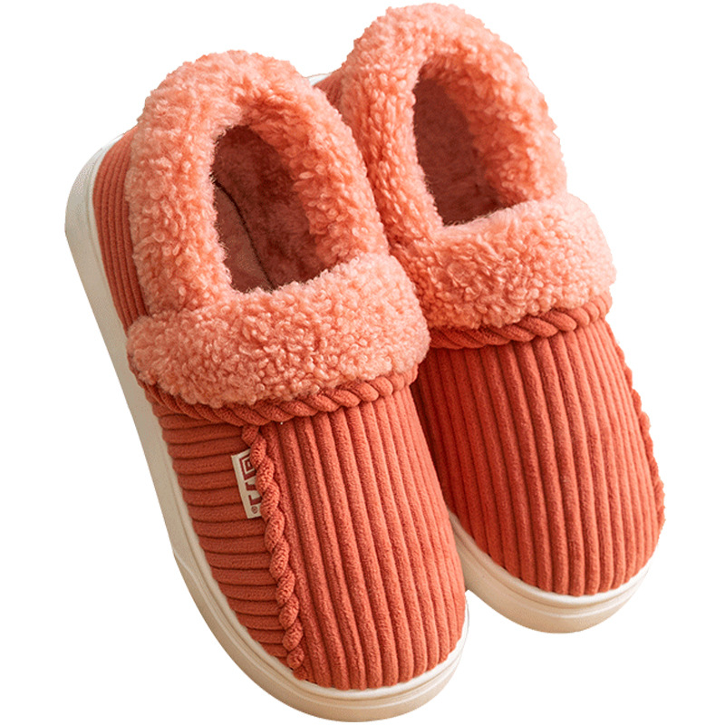 2024新款回力冬季棉拖鞋女包跟居家条纹防滑家居棉鞋加厚毛毛保暖