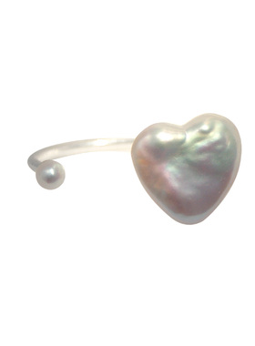 心动氛围戒指通体纯银天然珍珠