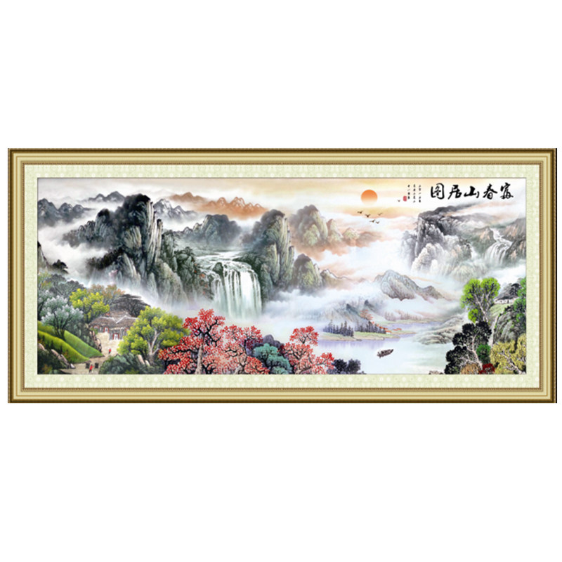 蒙娜丽莎风景客厅满绣十字绣寓意