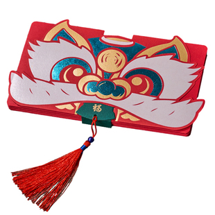 2025新款创意大红包通用款扇子过年国潮舞狮马年折叠压岁钱利是封
