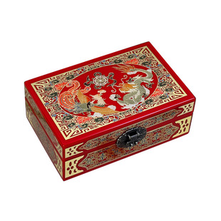 中国风非遗漆器首饰盒珐琅彩结婚陪嫁五金收纳盒妆奁梳妆盒伴手礼