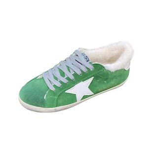 韩国红色棉鞋黄色脏脏鞋加绒板鞋彩色鞋子女星星小脏鞋女鞋运动鞋