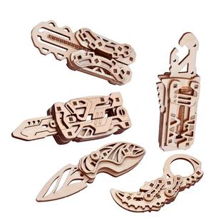 木质拼装萝卜刀蝴蝶柳叶刀飞刀diy木制立体拼图模型玩具手工迷你