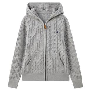 【含山羊绒】eland kids衣恋童装女童绞花毛衣25年秋连帽针织开衫