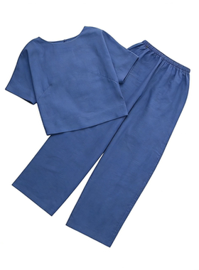 Solid color short sleeved pant two-piece set短袖长裤两件套女