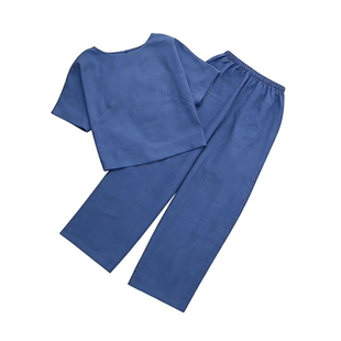 Solid color short sleeved pant two-piece set短袖长裤两件套女
