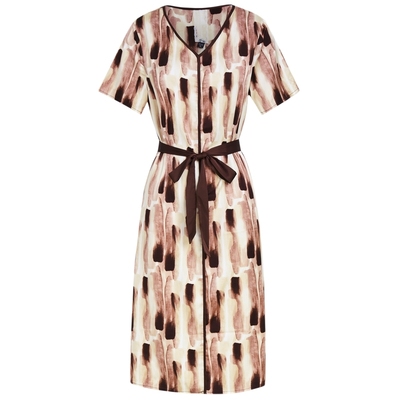 马天奴撞色晕染V领收腰连衣裙