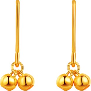 百泰金珠耳钩黄金耳钉999足金耳饰女金圆珠光珠耳环坠短款耳饰品