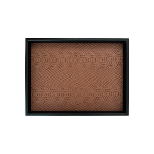 如是纸巾盒头层牛皮高级蛇纹不锈钢收纳盒私宅客厅餐桌托盘礼物