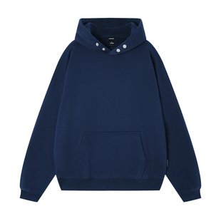 UNKNOWTAL 基础双纽扣帽衫宽松廓形420G重磅连帽卫衣简约百搭款