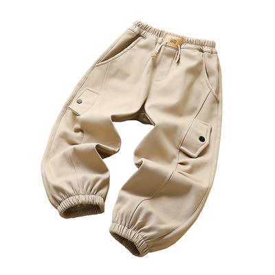 男童加绒加厚裤子秋冬纯棉