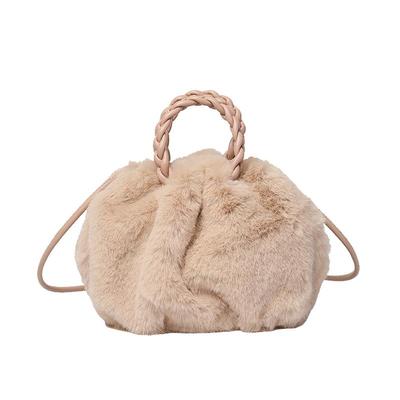 冬季毛毛单肩编织少女云朵斜挎包