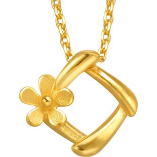 周生生足金花吊坠黄金几何挂坠女款金饰珠宝29132P计价