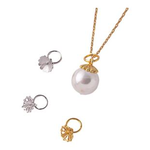 S925纯银珍珠项链吊坠空托diy耳环珠帽连接扣头半成品针式托吊盘