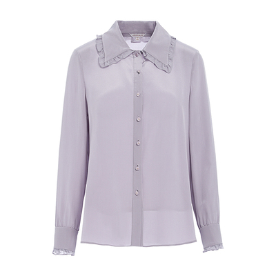 JESSIE荷叶边翻领桑蚕丝真丝衬衫