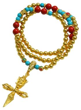 金包银多圈佛珠金刚杵手链项链