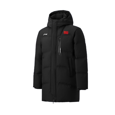 李宁男款中长款连帽保暖羽绒服