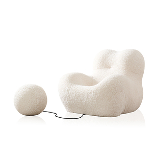 设计师羊毛卷妈妈的怀抱懒人沙发现代简约羊羔绒奶油风休闲沙发椅