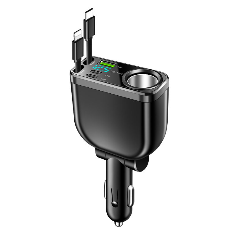 车载超级快充手机充电器一拖点烟器扩展口汽车多功能车充转换插头