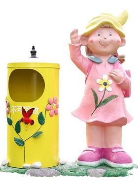 玻璃钢分类果皮箱卡通垃圾桶雕塑