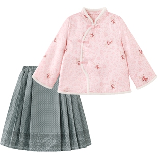 【商场同款】英氏儿童裙子新中式套装上衣女童秋冬可爱衣服新款