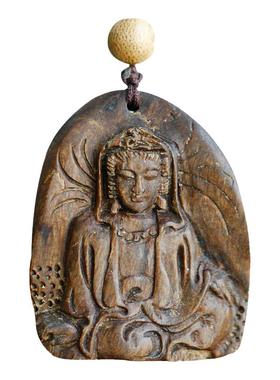 印尼沉香雕刻观音大士保真吊坠