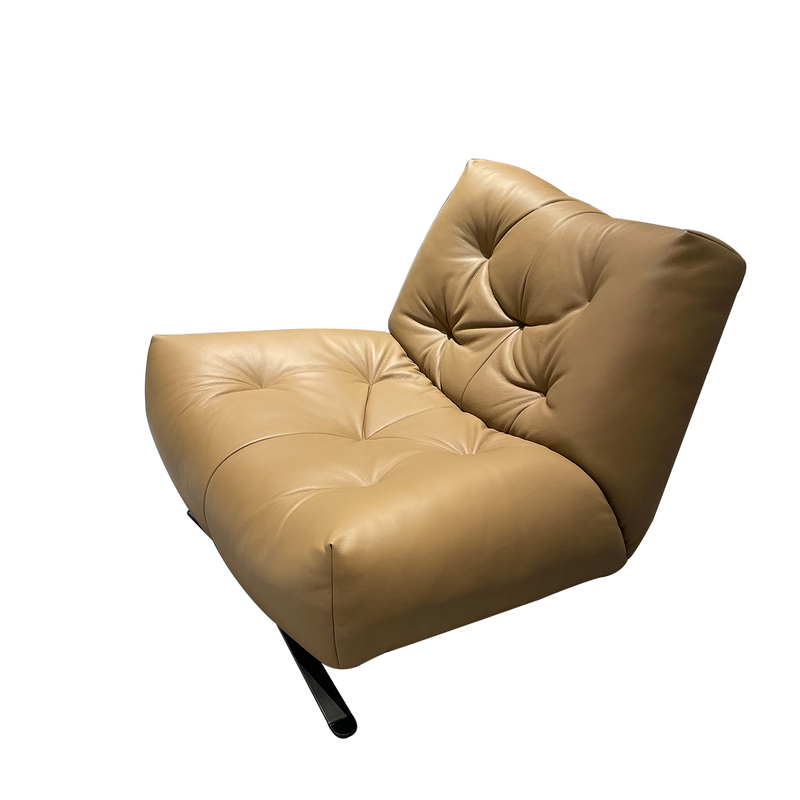 全真皮休闲椅单人沙发椅设计师客厅商务接待洽谈百搭意式极简奢华
