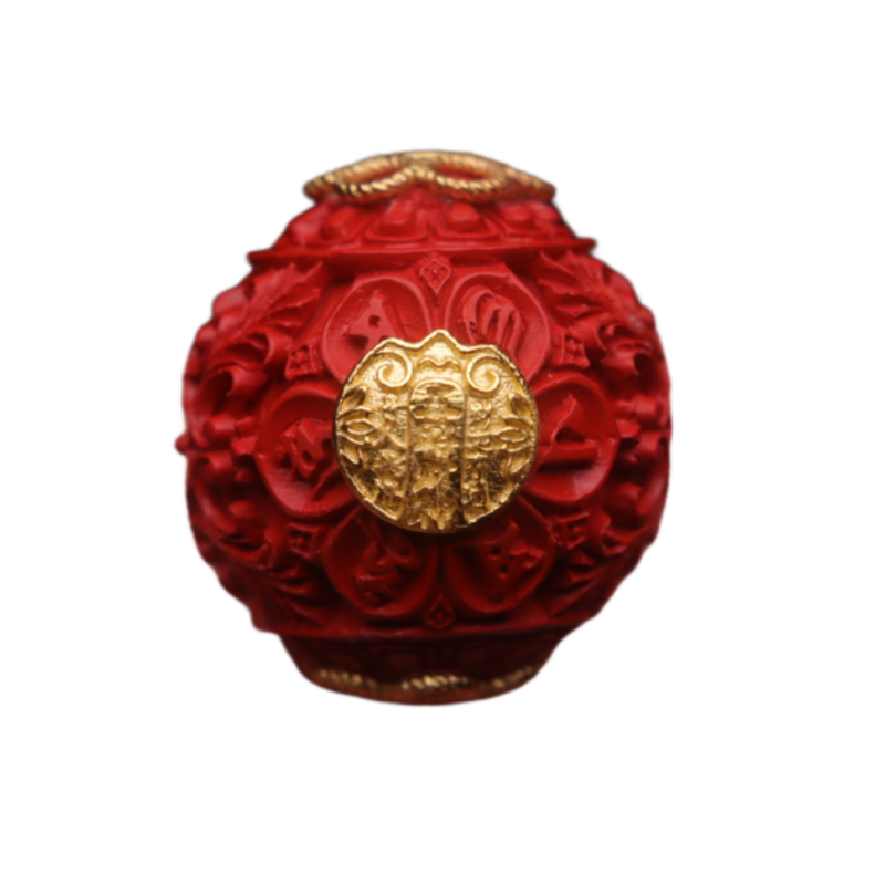 朱砂散珠925银镀金镶嵌天然原矿六字真言花珠珠子串珠手串配件饰