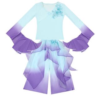儿童古典舞蹈演出服女飘逸仙气纱衣醉清波山鬼紫色中国舞表演服装