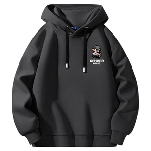 GENIOLAMODE加绒连帽卫衣男冬季2025新款美式男士重磅带帽套头衫