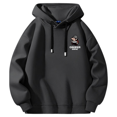 GENIOLAMODE加绒连帽卫衣男冬季2025新款美式男士重磅带帽套头衫