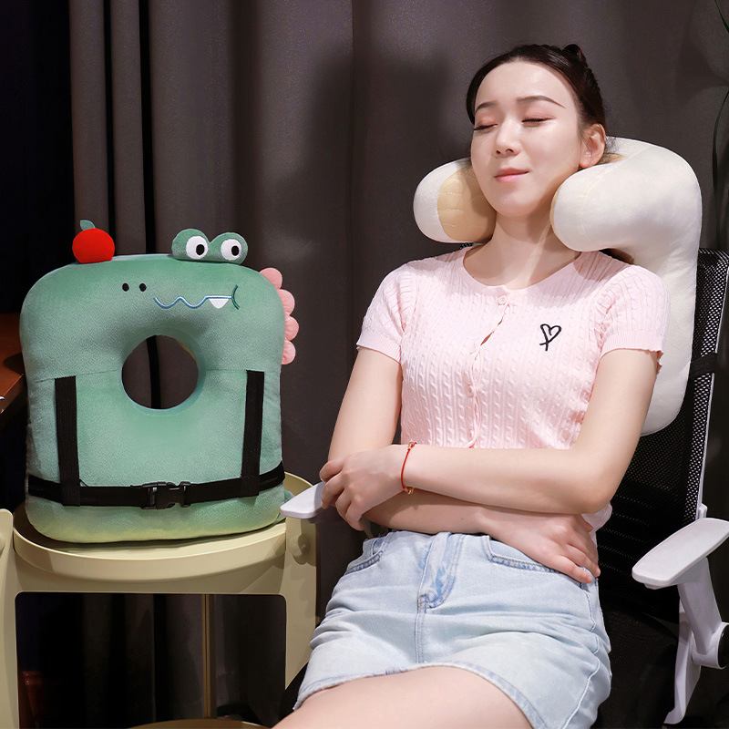 新款多巴胺卡通动物仰睡午睡神器枕学生靠枕批发休息抱枕办公室