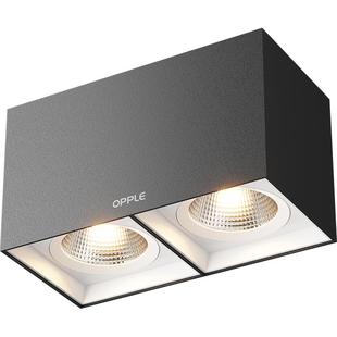 欧普明装天花灯孔洞防眩射灯客厅家用双头桶方形灵众明装格栅