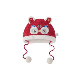 [抑菌锁温]婴儿帽子男宝红色冬帽保暖防风小月龄秋帽女宝宝虎头帽
