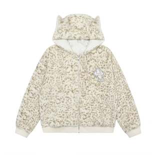 梁拌泡菜亚比猫咪豹纹幽灵恶魔加绒卫衣休闲外套连帽男女同款潮牌