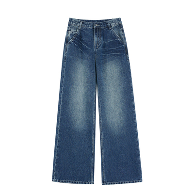 摩登解语牛仔裤女低腰直筒阔腿裤