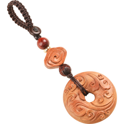 桃木平安扣汽车钥匙扣转运挂坠